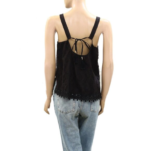 Odd Molly Anthropologie Embroidered Tank Blouse Top Crochet Black S-1 New 273315 - Picture 4 of 5